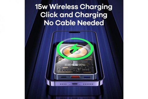 Бездротовий чорний повербанк Remax RPP-558 10000mAh Магнітний (PD&QC3.0)  Magsafe з підставкою (Black Walking Series)
