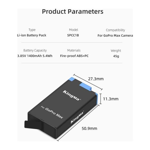 Акумулятор для камери GoPro SPCC1B (KingMa) 1400 mAh HPW-14122