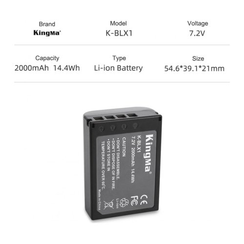 Батарея для фотоапарату Olympus BLX-1 (KingMa) 2000 mAh HPW-14744
