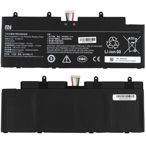 Батарея (оригінал) для Xiaomi NoteBook Pro, RedmiBook Pro 14 R14B02W 15.4V 3636mAh 56Wh