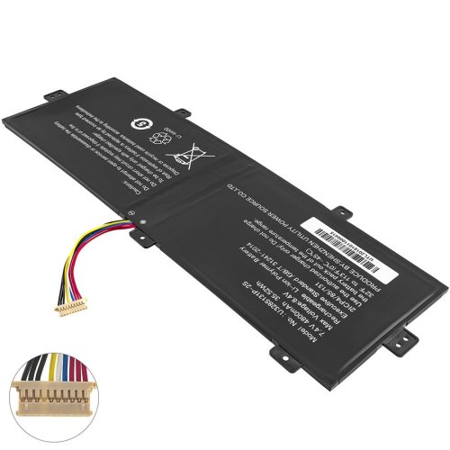 Батарея для  Prestigio SmartBook 141 C4 U3285131P-2S 10P-9Lines  короткий (5см) кабель 7.6V 4800mAh Black