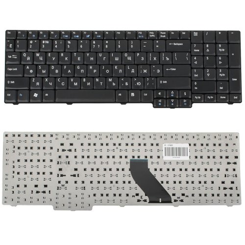 Клавіатура ACER Aspire 6530, 6930, 7000, 9300 / TravelMate 5100, 7320 / Extensa 5235, 7220 / eMachines E528 — чорна, російська розкладка