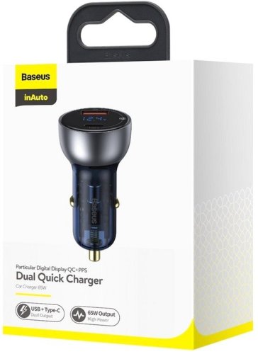 Автомобільний зарядний пристрій Baseus Particular Digital Display QC+PPS Dual Quick Charger Car Charger 65W Shallow tarnish (CCKX-C0A)
