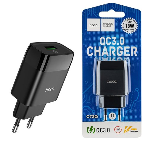 Зарядний пристрій HOCO C72Q Glorious  QC3.0  18W  чорний  6931474732507