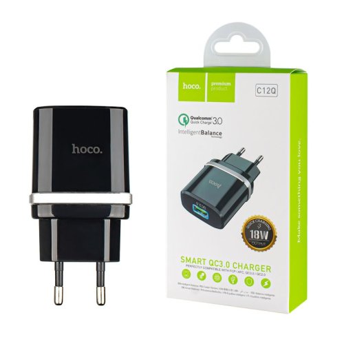 Зарядний пристрій HOCO C12Q Smart  QC3.0  18W  чорний  6931474716255