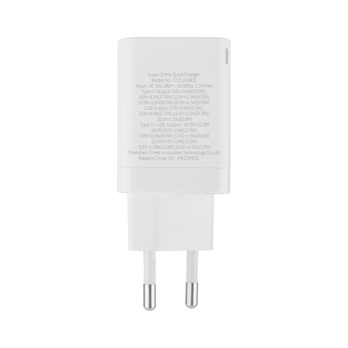 Зарядний пристрій Baseus Super Si Pro Quick Charger C+U 30W EU білий  CCSUPP-E02