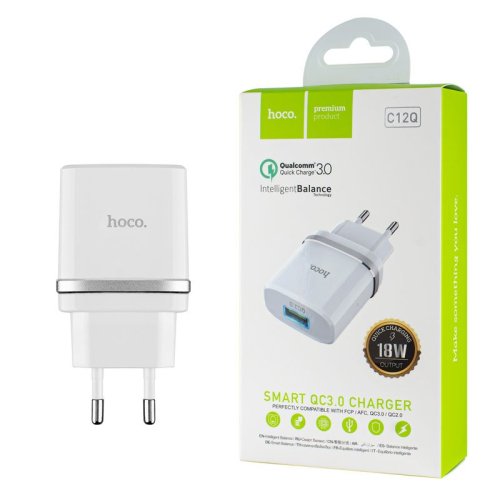 Зарядний пристрій HOCO C12Q Smart  QC3.0  18W  білий  6931474716262