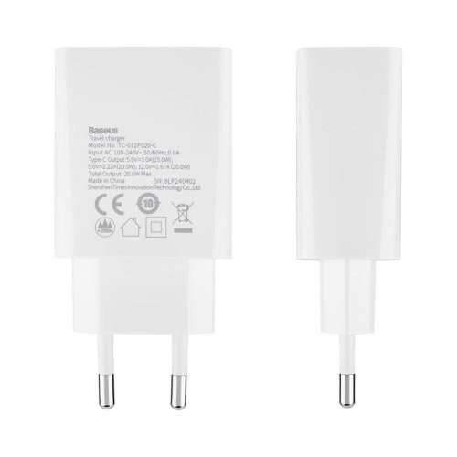 Зарядний пристрій Baseus Speed Mini Quick Charger 1C 20W EU білий  CCFS-SN02