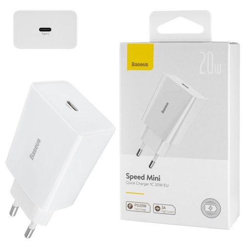 Зарядний пристрій Baseus Speed Mini Quick Charger 1C 20W EU білий  CCFS-SN02