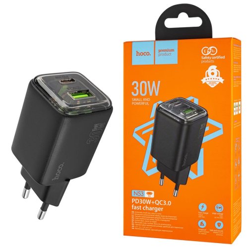 Зарядний пристрій HOCO N53 Monsoon PD30W+QC3.0  чорний  6942007630429