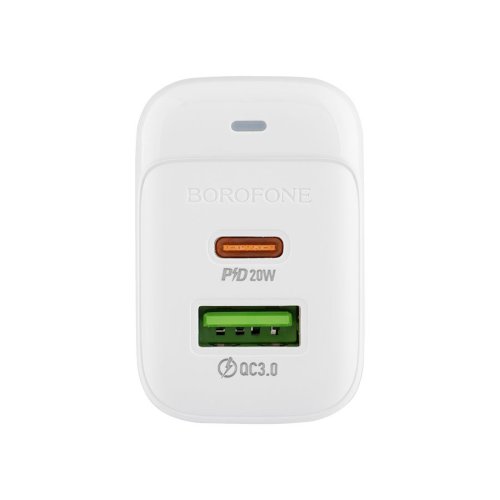 Зарядний пристрій BOROFONE BAS44A  1USB-C 1USB  PD/QC  20W  white  6941991113840