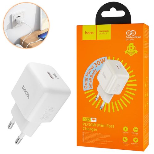 Зарядний пристрій HOCO N32 Glory  PD30W  білий  6931474789914