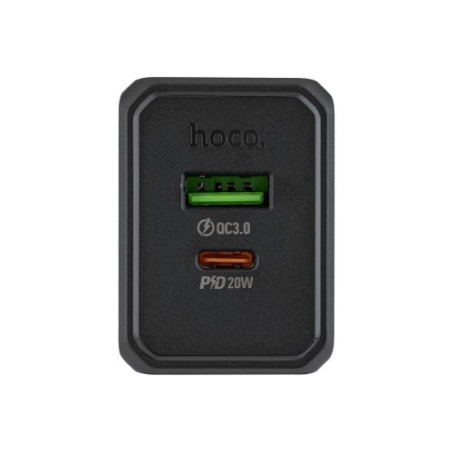 Зарядний пристрій HOCO CS14A  1USB-C/1USB  PD/QC  20W  black  6942007603898