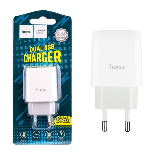Зарядний пристрій HOCO C73A Glorious  2USB  12W  білий  6931474712912
