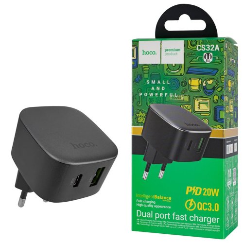 Зарядний пристрій HOCO CS32A Rise  PD20W+QC3.0  чорний  6942007617451