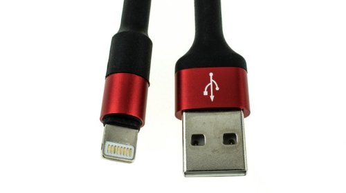 Кабель HOCO X26 USB to iP 2A 1m nylon aluminum connectors Чорний+Червоний