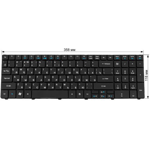 Клавіатура для ноутбука Acer Aspire 5236/5336/5410/5538/5553 та Acer eMachines E440/E640/E730/G640, розкладка RU, чорна