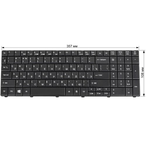 Клавіатура для ноутбуків ACER Aspire E1-521/E1-531/E1-571 та TravelMate 5335/5542/5735/5740/5744/7740/8571/8572, RU-розкладка, чорна