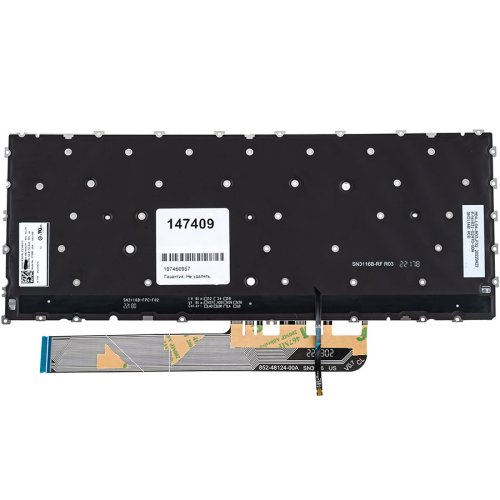 Клавіатура для ноутбука Lenovo ThinkBook 13s G4 series — темно-сіра, без рамки, з підсвіткою клавіш, RU-розкладка