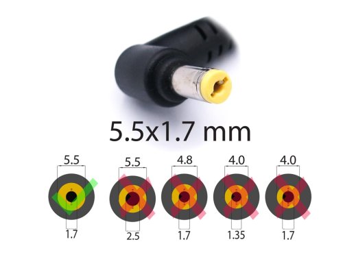 Блок живлення (адаптер) для ноутбуків Acer 19V 3.42A 65W, штекер 5.5×1.7, без мережевого кабелю