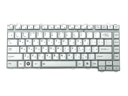 Клавіатура для ноутбуків Toshiba Satellite A200, A300, A305, A305D, L300D, L305, M300 — RU, срібляста, Original
