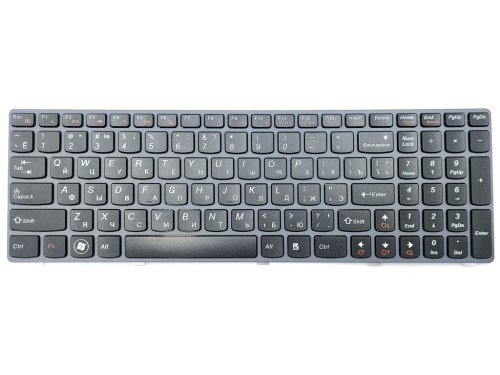 Клавіатура для ноутбука LENOVO IdeaPad Y570, Y770 — RU Black, сіра рамка