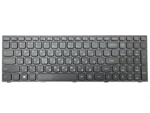 Клавіатура OEM для ноутбуків LENOVO IdeaPad G50, G50-30, G50-45, G50-70, G70-70, G70-80, Z50-70, Z50-75, Z70-80, Flex 2-15 — чорна, з чорною рамкою (RU)