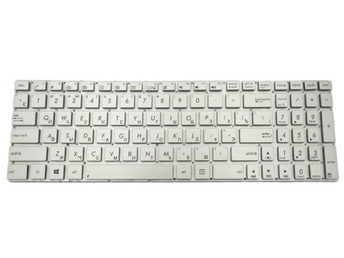 Клавіатура з підсвіткою для ASUS N550, N550J, N550JA, N550JK, N750, N750J, N750JK, N750JV — Silver, розкладка RU, без рамки, Original