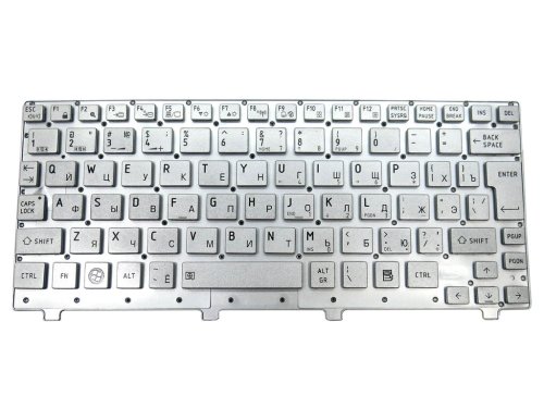 Клавіатура для ноутбуків Toshiba Satellite NB200, NB205, NB250, NB255, NB305 — RU розкладка, срібляста, без рамки