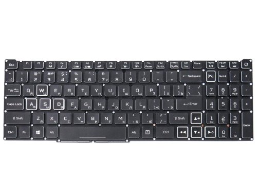 Клавіатура з RGB підсвіткою для ACER Nitro 5 AN515-43, AN515-54, AN515-55, AN517-51, AN517-52, AN515-45 — чорна, без рамки (RU), Original