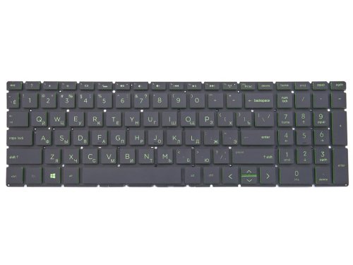 Клавіатура з підсвіткою для ноутбуків HP 15-CS/15-CN/15-CW/15-CX/15-DA/15-DB/15-DX/15-DR/15-DK, 17-BY/17-CA/17-CD, 250 G7/G8/G9, 255 G7/G8 — RU Green/Black, Original