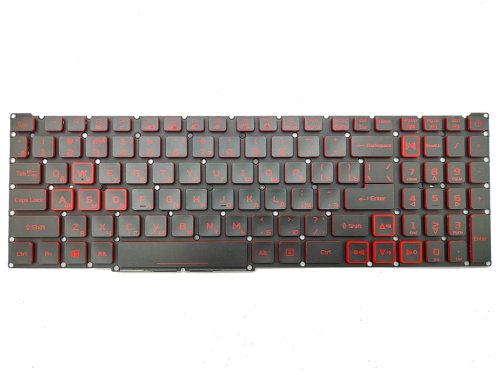 Клавіатура для ноутбуків ACER Nitro 5 AN515-54 / AN515-55 / AN515-43 / AN515-45 / AN517-51 / AN715-51 / AN517-52, N18C3 / N18C4 — чорна (RU), без рамки, з червоною підсвіткою, Original