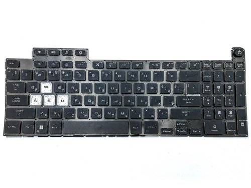 Клавіатура для ноутбуків ASUS FX507, FX517, FX507Z, FA507, FA507R, FA507RC, FA507RE, FX507R, GA507, FX707, FX517, FX707Z, FA707 — чорна (RU розкладка), з підсвіткою