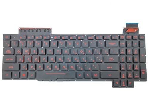 Клавіатура для ноутбуків ASUS FX503, FX503V, FX503VM, FX503VD, FX63, FX63V, FX63VD, FX63VM, GL503 V.2 — без верхніх додаткових кнопок, RU Black, без рамки, з підсвіткою