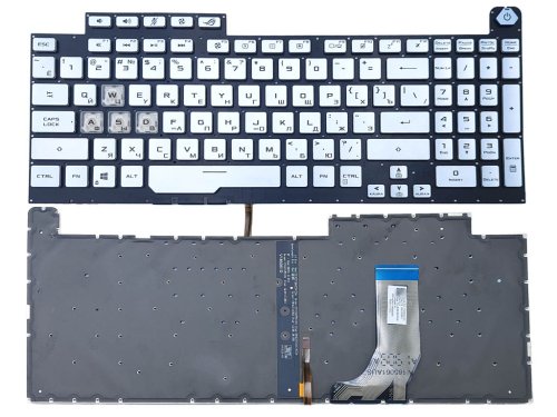 Клавіатура для ноутбуків ASUS G731, G731GW, G731GT, G731GD, G731GU, G731GV, G732L, G732G, G712, G712L — Silver, з RGB-підсвіткою, 8pin (RU)