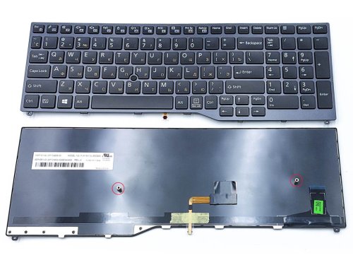Клавіатура для Fujitsu Lifebook E458/E459/E558/E559/E4511/E5510/E5511/U757/U758/U759/U7510 — RU, чорна, з рамкою та Pointstick