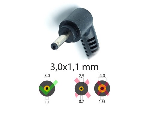DC-кабель живлення 3.0×1.1 для Acer, Asus, Samsung 40–65W, з феритом і застібкою