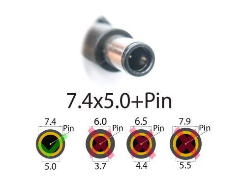 DC-кабель живлення 7.4×5.0+pin для DELL, HP 120/135/150/180W, 2 дроти (БЖ→ноутбук)