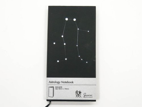 Подарунковий блокнот-записник Зодіак «Близнюки», 90×180×18 мм, 240 арк., чорний