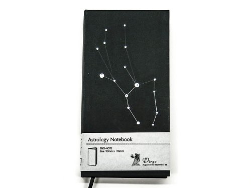 Подарункова записна книжка сузір’я Зодіаку «Діва», блокнот 90×180×18 мм, 240 арк., чорний