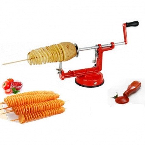 Машинка-спіралайзер для картоплі Spiral Potato Slicer — картоплерізка/овочерізка, спіральна мультирізка