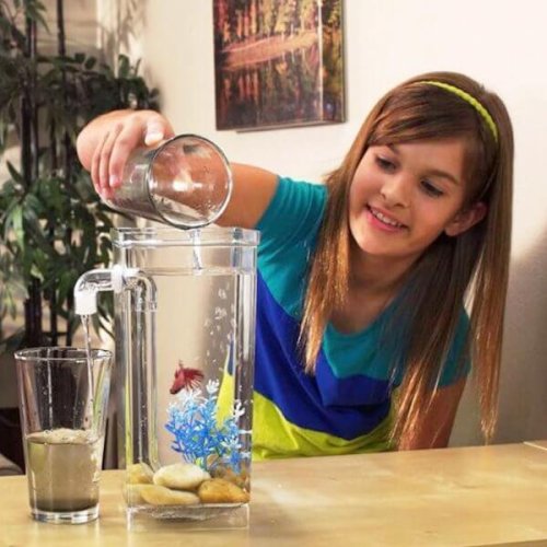 Акриловий міні-акваріум My Fun Fish для рибок, самоочисний, з краном для легкого очищення