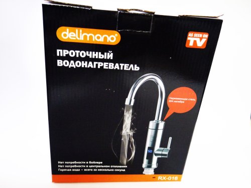 Проточний водонагрівач Delimano RX-016 з дисплеєм, хромований метал