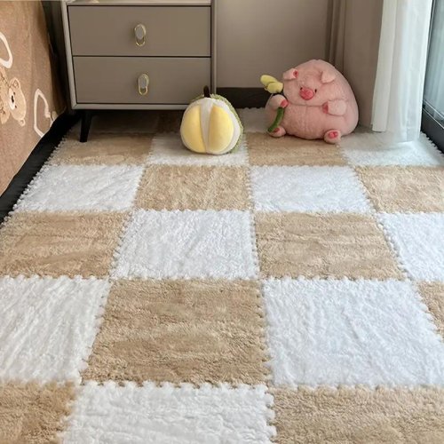 Плюшевий килимок‑пазл 30×30 см для дому — м’який ігровий килимок для дітей і дорослих