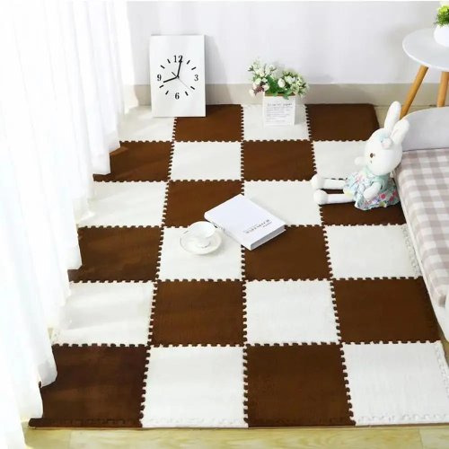 Плюшевий килимок‑пазл 30×30 см для дому — м’який ігровий килимок для дітей і дорослих