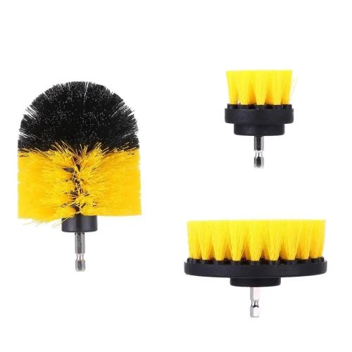 Набір 3 щіток-йоржиків для дриля: насадки для чищення плитки, прибирання дому та авто