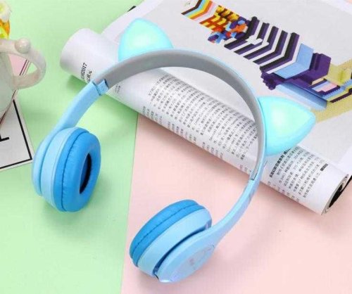 Дитячі Bluetooth навушники Cat Y47 бездротові з мікрофоном і котячими вушками з підсвіткою