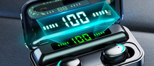 Бездротові TWS навушники BTH-F9-5 з сенсорним керуванням і кейсом-зарядкою з цифровим дисплеєм (Bluetooth)