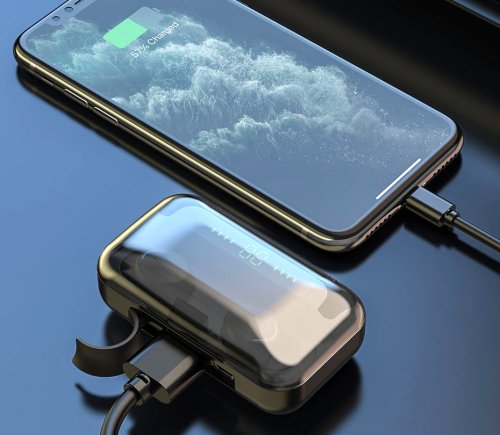 Бездротові TWS навушники BTH-F9-5 з сенсорним керуванням і кейсом-зарядкою з цифровим дисплеєм (Bluetooth)