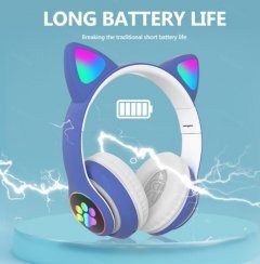 Дитячі бездротові Bluetooth-навушники Cat 28 з LED підсвіткою та котячими вушками